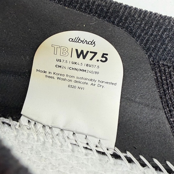 Allbirds Tree Breezer Flats Jet Black Size 7.5 - Picture 9 of 9